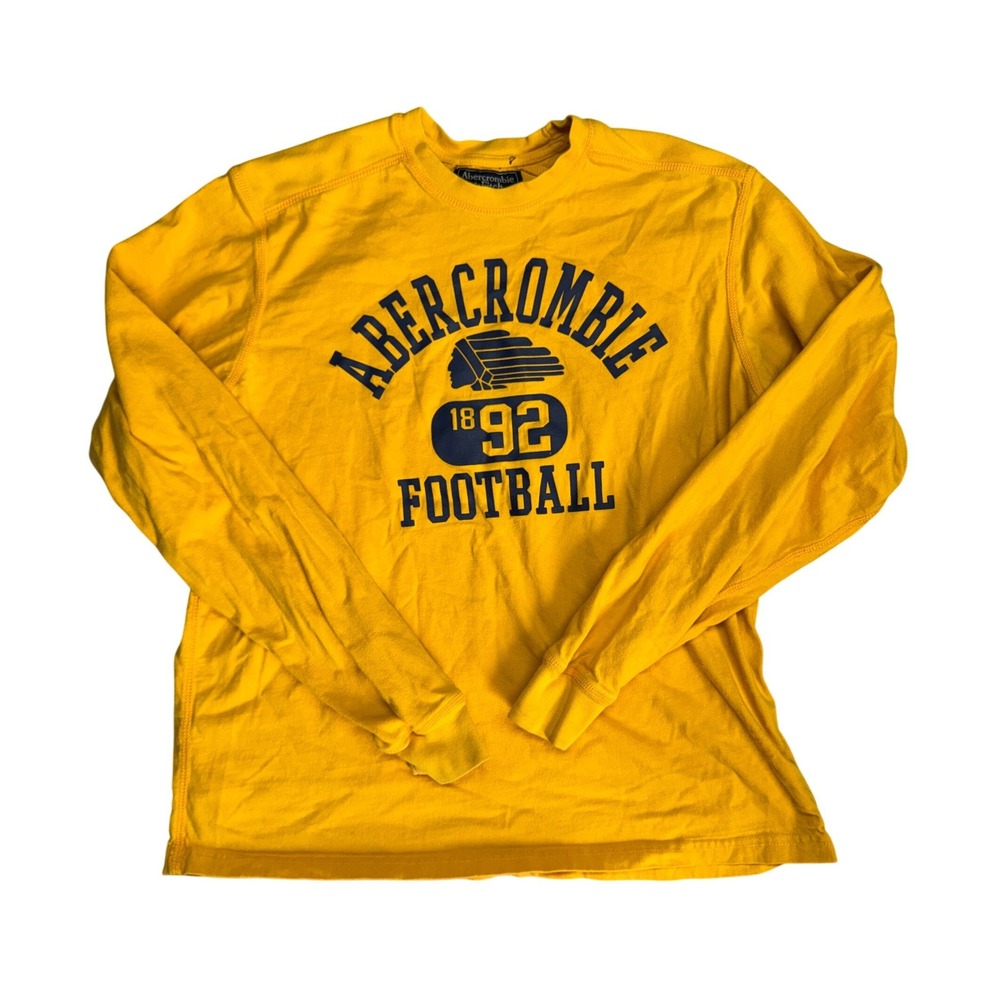 Abercrombie & Fitch Womens Y2K Vintage Football Graphic Long Sleeve Tee Yellow L